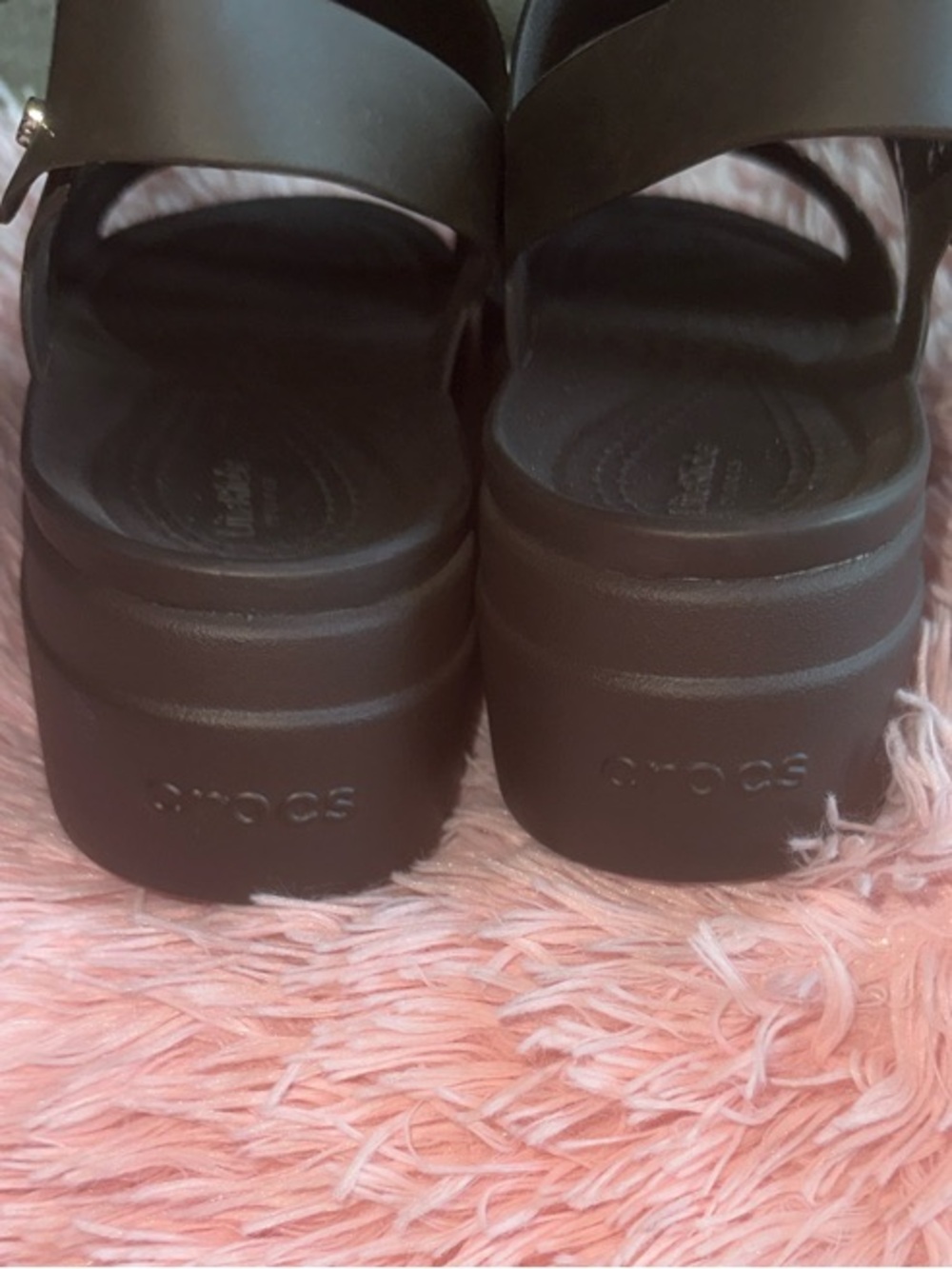 CROCS Brown Double-Strap Slingback Sandals - Picture 4 of 9